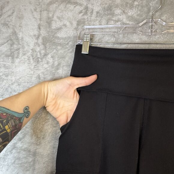 OFFLINE By Aerie The Hugger High Waisted Foldover Flare Legging Pant Sz M Black - Picture 2 of 7